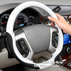 MEWANT Hand Stitch Steering Wheel Wrap Black White Faux Leather Interior Restore Kit for 2007-2013 Chevy Silverado 1500 2007-2014 Silverado 2500 3500 Tahoe Suburban Avalanche 2009-2017 Traverse