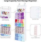 Univivi Hanging Yarn Storage Organizer with 5 Zipper Closure Compartments, Large Capacity Knitting Organizer Storage, Over th