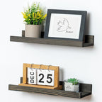 Picture Ledge Wall Shelves 16 inch Width Set of 2, Solid Pine Wood Rustic Floating Ledge Shelves for Wall for Kids' Room Bedr