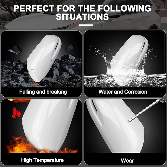 Mirror Cover Cap Compatible with Honda CR-V 2017-2022/ HRV 2016-2022, Door Side Rearview Mirror Guard Cover Trim with Turn Signal Cut-Outs, NH-603P White Diamond Pearl