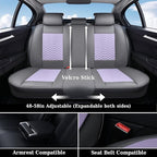Coverado Seat Covers Full Set, Waterproof Nappa Leather Seat Covers for Cars, 5 Seats Universal Car Seat Protectors, Gray and