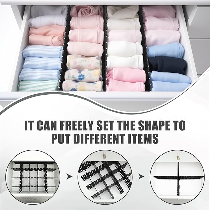 Blosssound 15 Pcs 5.12 Tall Drawer Divider Adjustable Drawer Organizer DIY Ultra Deep Storage Organizer Separator with Fixed 