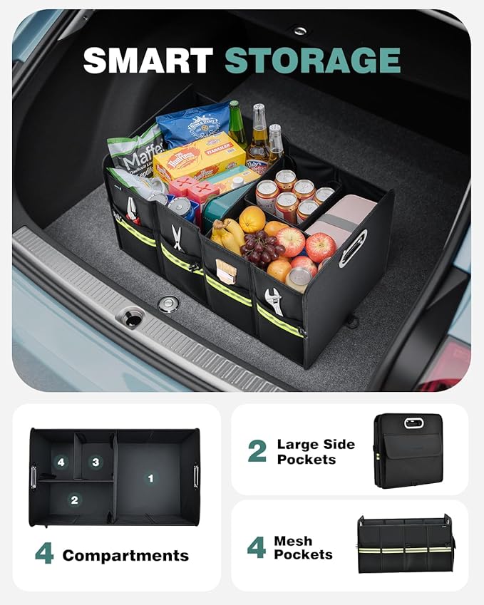 FLORICH Trunk Organizer for Suv, Premium Waterproof Car Organizers and Storage, Collapsible Multi-Compartment Truck Organizer 