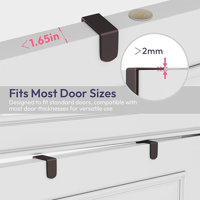 SWTYMIKI Over The Door Hooks Organizer - Multi-Functional Door Hanger with 16 Hooks & 2 Mesh Baskets, Long Coat Rack for Bath