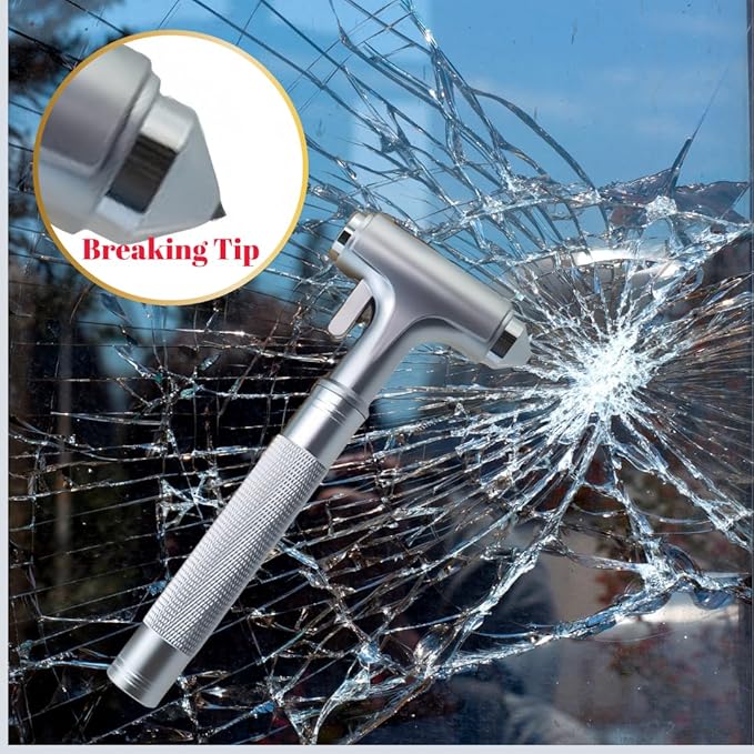3-in-1 Car Safety Hammer - Belt Cutter, Glass Breaker and Hammering Function - Emergency Escape Tool