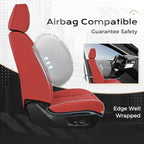 Coverado Car Seat Covers Front Set, Luxury Nappa Leather Seat Covers Universal Fit Waterproof Non-Slip Breathable Automotive 