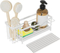 Sponge Holder for Kitchen Sink,Sink Caddy Organizer with Stone Drying Tray, Stainless Steel Kitchen Countertop Organizer for 