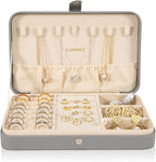 LANDICI Small Jewelry Box for Women Girls, PU Leather Travel Jewelry Case, Portable Jewelry Organizer Storage Holder Display 