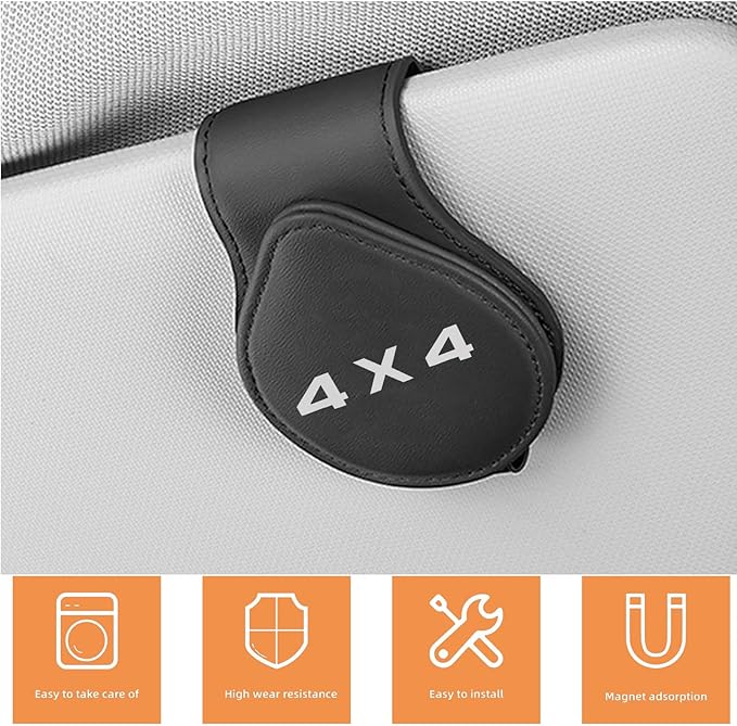 Sunglasses Holder for 4x4 Car Sun Visor Magnetic Leather Glasses Sunglass Clip Eyeglasses Mount Car Accessories for Four Wheel Drive Car Owners