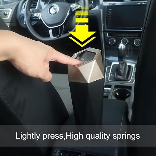 Car Trash Can Bin,Small Garbage Can with Lid,Automotive Cup Holder Mini Cars Trashcan,Portable Cute Cars Door Trash Cans,Women Car Dustbin (1Pcs, Gold)