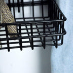 Black Metal Wire Hanging Basket, Multifunction Creative Mesh Wall Grid Holder Storage Organizer Plant Holder Shelf Flower Pot