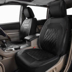 Universal Deluxe Pu Luxury Vinyl Faux Leather Car Seat Covers Full Set, Airbag Compatible, Breathable, Fit for Cars, Trucks, 