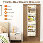 Mefirt Over The Door Organizer, 6 Shelf Door Hanging Organizers with 6 Large Capacity Pockets, Behind Door Storage Hanging Sh