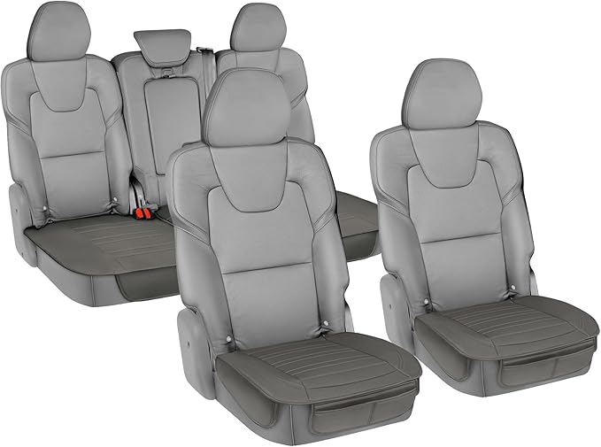Motor Trend Car Seat Covers for Front & Rear Full Set - Nappa Leather Seat Protectors for Cars, Trucks & SUVs - Gray Automoti