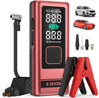 S ZEVZO Car Jump Starter with Air Compressor, 4000A 150PSI Jump Box Battery Pack(6.0 Gas/4.0L Diesel), Portable 12V Jump Box with Auto-Shutoff Tire Inflator, USB Ports, LCD Display & LED Light