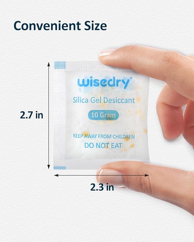 wisedry 10 Gram [30 Packs] Silica Gel Desiccant Packets Reusable for Moisture with Color Indicating Rechargeable Small