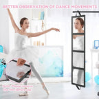 ROYALAY Foldable Full Length Mirror with Handle, 47 * 13in Four-fold Portable Mirror for Travel Makeup Dancing and Fitting Cl