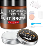 SHADAIWUYU 8.5oz Leather Recoloring Balm with 100ml Mink Oil,Light Brown Leather Repair kit for Furniture and Car Interior,Le