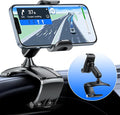 Car Dashboard Phone Clip Holder, 360° Rotating Dash Steering Wheel Cell Phone Clamp Mount Stand Compatible with 4-7 Inch Smartphones (Black)