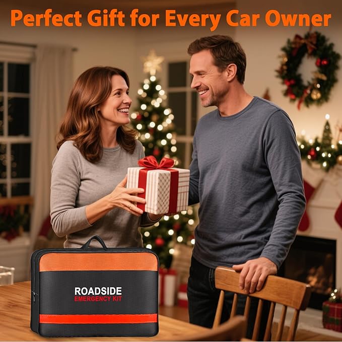 Car Emergency Kit with Air Compressor,Roadside Emergency Car Kit for Vehicles Auto Truck with Jumper Cables,Winter Car Safety