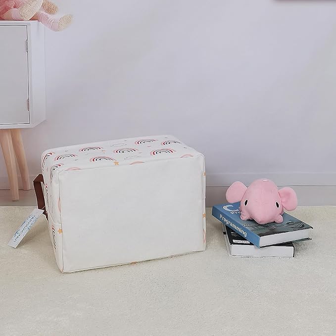 LANGYASHAN Rectangular Storage Bin Collapse Canvas Fabric Cartoon Storage Basket with Handles for Organizing Home Kitchen Boy