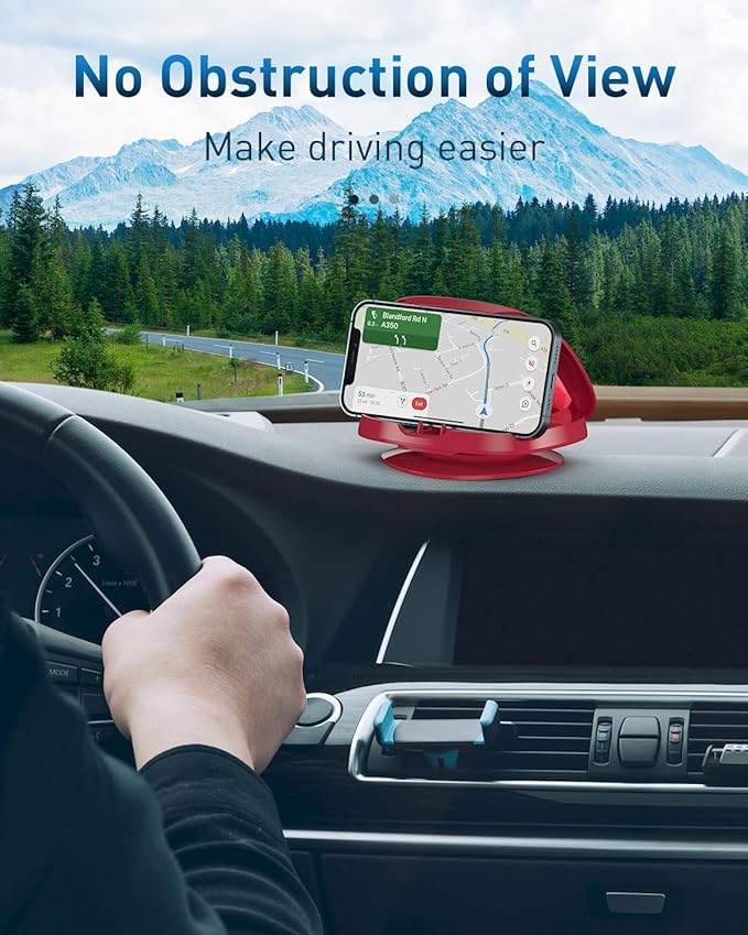 Cell Phone Holder for Car, Vertical Horizontal Car Phone Mount with 360° Rotate Dashboard Cradle Compatible iPhone Samsung Galaxy Android Smartphones, GPS Devices