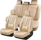 Coverado Car Seat Covers Full Set, Faux Leather Seat Covers for Car, Luxury Automotive Seat Covers Waterproof Car Seat Protec