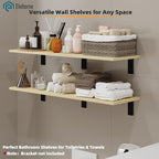 Floating Shelf Board for Wall 5/8" – No Brackets – 36" L x 10" W x 0.6" T Lite Oak Melamine Wood Floating Shelves for Bathroo