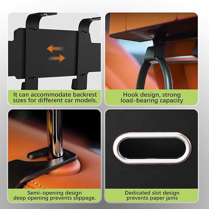 UKM 3-in-1 Back Seat Car Organizer, Car Backseat Storage Box with Cup Holder, Tissue Box&Hooks, Multifunctional Waterproof Storage for Hold Phones Drinks Handbags (Black)