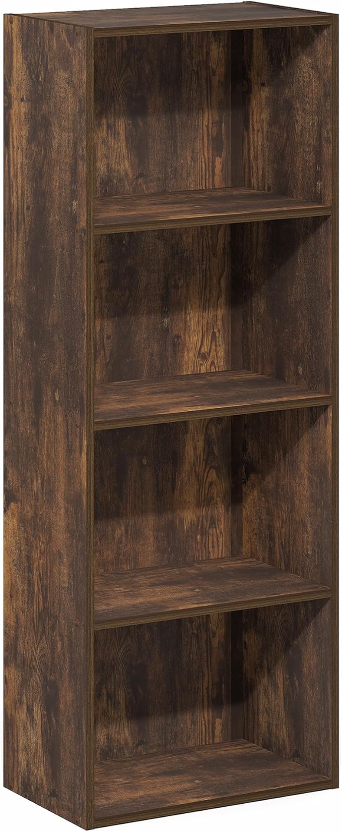 Furinno LUDER Book Shelf, 4-Tier Bookshelf, Bookcase with Open Shelf, 9.3 x 15.6 x 41.7, for Corner, Living Room, Bedroom, Ho