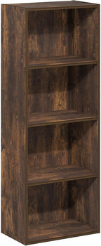 Furinno LUDER Book Shelf, 4-Tier Bookshelf, Bookcase with Open Shelf, 9.3 x 15.6 x 41.7, for Corner, Living Room, Bedroom, Ho