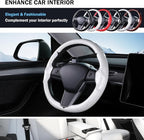 Steering Wheel Cover for Tesla Model 3 (2017-2023) / Model Y (2020-2024),Anti-Slip,Comfortable Grip, Breathable,Customized for Tesla Model 3/Y Accessories,Bright White