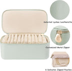 VLANDO Travel Jewelry Box Organizer – Portable PU Leather Jewelry Case with 6/8/12 Zippered Pouches, Compact Storage for Earr