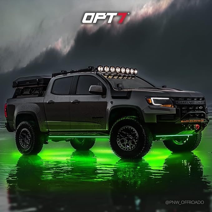 OPT7 Aura Aluminum Underglow LED Lighting Kit for Truck with Remote Control, 12V Exterior Waterproof Off-Road Neon Accent Light Bar, RGB Multicolor Under Car Decorations, Easter Gifts