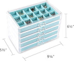Frebeauty Acrylic Jewelry Organizer Earring Organizer Box with 5 Drawers Earring Holder Organizer with Velvet Trays Clear Jew