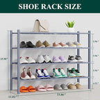 Smiry Shoe Rack, 4 Tier Thick Long Bamboo Shoe Organizer, Stackable Free Standing Wooden Shoe Storage Shelf for Closet, Entry