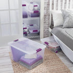 Sterilite 66 Qt ClearView Latch Storage Box, Stackable Bin with Latching Lid, Organize Clothes, Blankets, Items in Closet, Cl