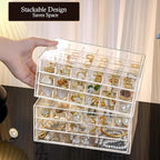 SPAKOWN Earring Organizer, Acrylic Jewelry Holder Organizer with 5 Drawers Stackable Earring Storage Case Jewelry Boxes for W