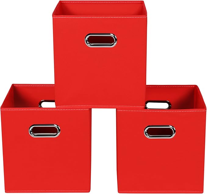 Fabric storage bins Cubes, Fabric Cube Organizer with Handle, Foldable Cube Bins for Cloth or Accessary Storage, 11x11x11, Se