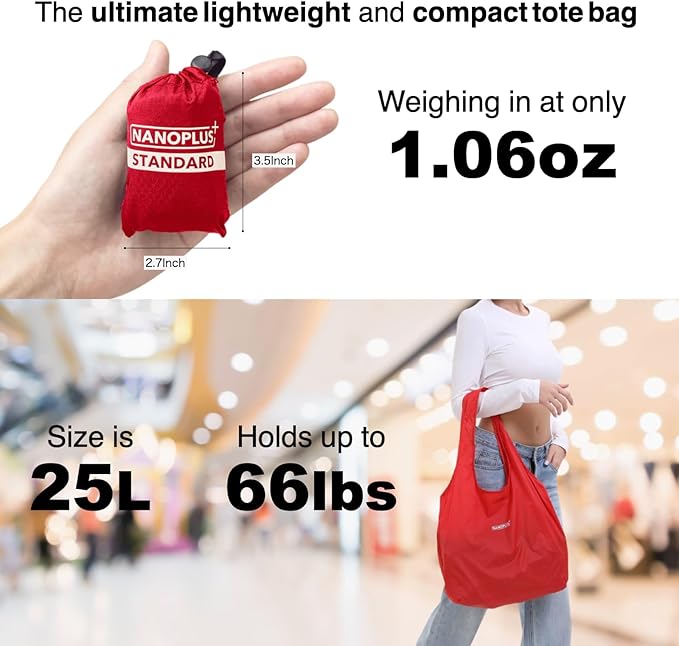 Compact Reusable Grocery Tote Bag – Lightweight, Foldable & Packable Shopping Bag for Travel