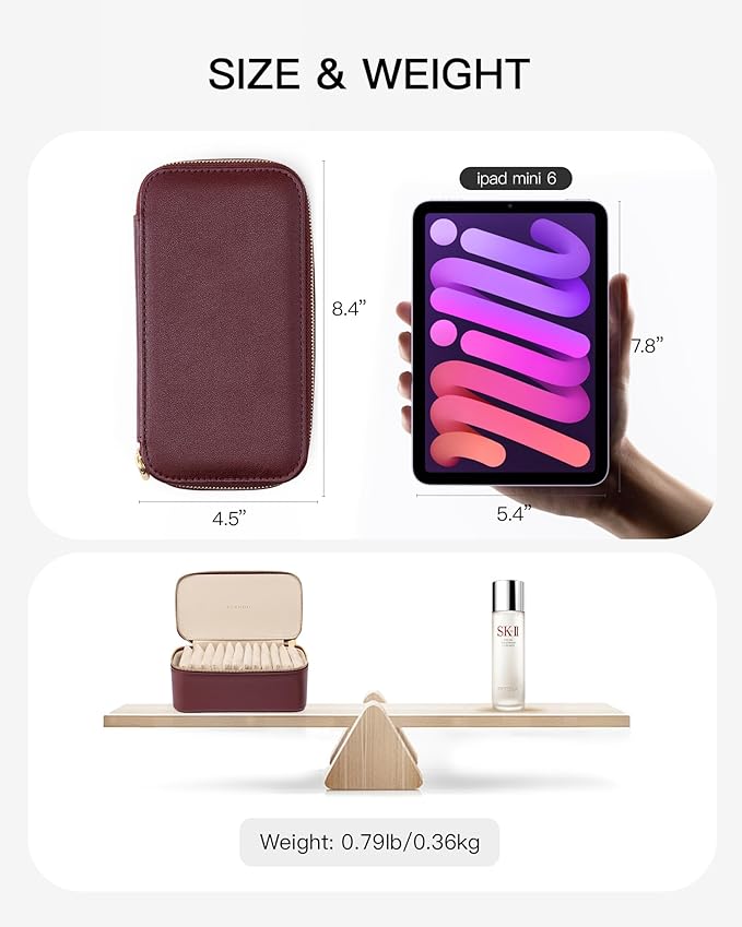Vlando Jewelry Box with 12 Velvet Jewelry Bags Travel Jewelry Case for Girls Jewelry Organizers Necklace Rings Earrings Stora