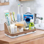 GFWARE Bathroom Countertop Organizer - Detachable 7 Slots Kids Electric Toothbrush and Toothpaste Holde Drainage for Bathroom