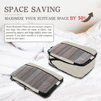 U+U 6 Set Compression Packing Cubes - Ultralight Cream Travel Organizers with Laundry Bag, Space-Saving Suitcase Organizer, E