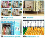 Wardrobe Closet Multifunction Portable Wardrobe Fabric Folding Clothes Storage Organizer Closet DIY Assembly Easy Install Rei