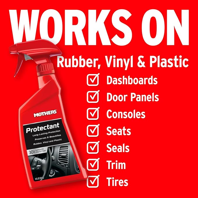 Mothers Protectant, 16 oz. – Long-Lasting UV Protection for Rubber, Vinyl & Plastic, Shields Dash, Trim, Bumpers & Tires from