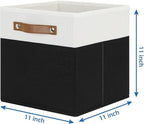 Temary 11 inch Cube Storage Bin 4 Pack Fabric Storage Cubes for Home, Fabric Storage Bin Storage Cube Bins with Leather Handl