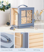 Homde Jewelry Box 360° Rotating, Necklace Earring Organizer with Transparent Window, Mirror, 7 Drawers, Large Ring Display St