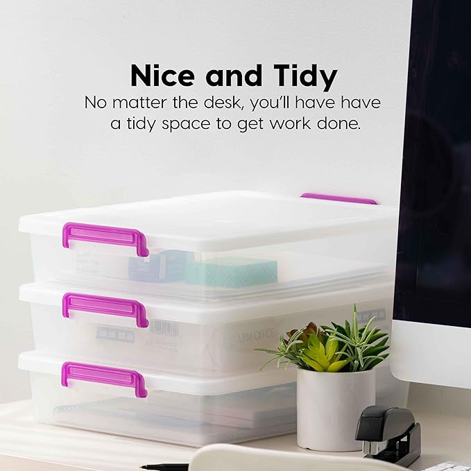 IRIS USA 6 Qt. Plastic Craft Storage Container Bins with Lids, 6 Pack, Small Art & Office Supply Organizer Tote, Sensory Bins