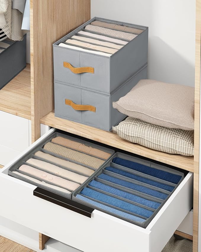 DIMJ Wardrobe Clothes Organizer - Foldable Drawer Organizers for Clothing, Fabric Clothes Organizer, Closet Organizers and St