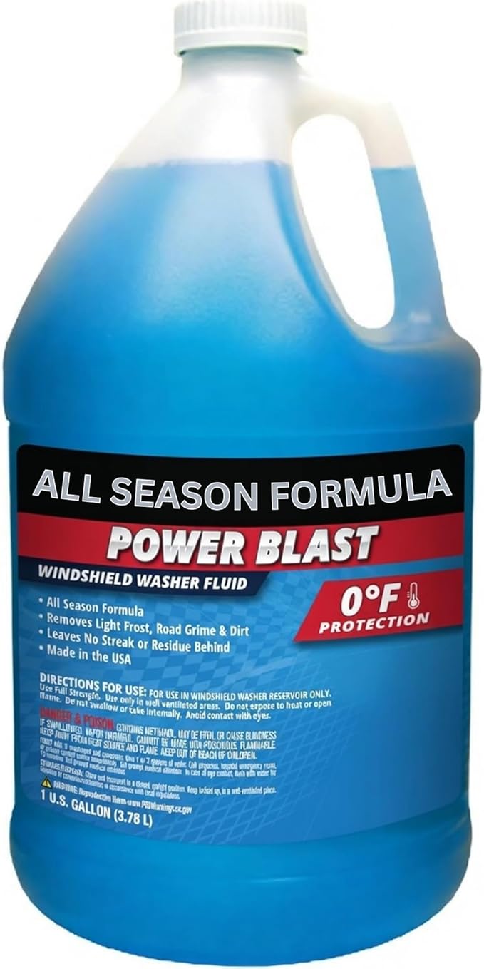 Power Blast Windshield Washer Fluid - All Season Formula, 0°F Protection | Removes Road Grime & Dirt, Ready to Use (1 Gallon)